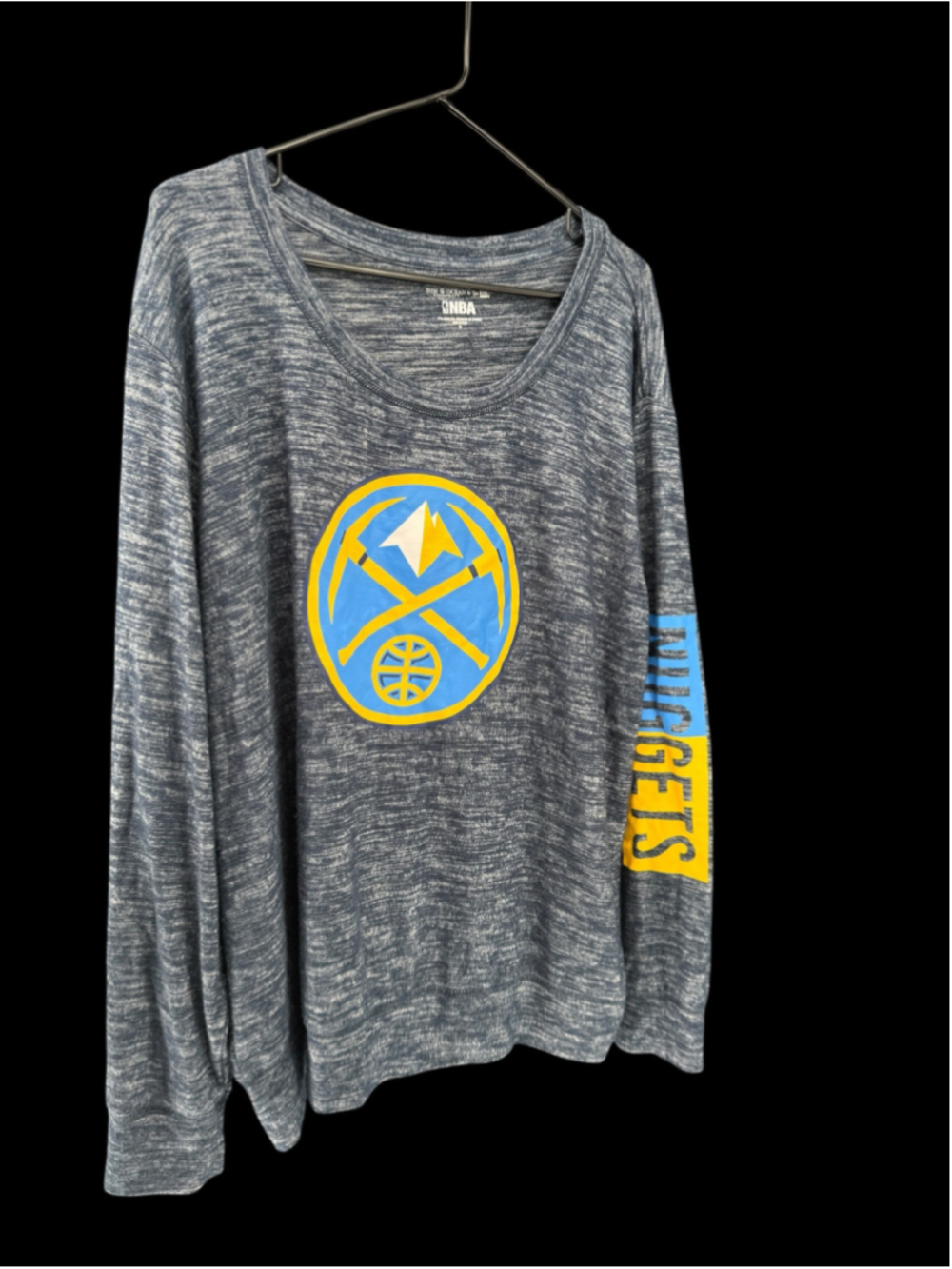 Women's 5th & Ocean Denver Nuggets Long Sleeve Tee Grey Blue Size XL